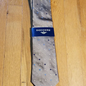 100% Silk Tie Dockers - Gold/Blue/White